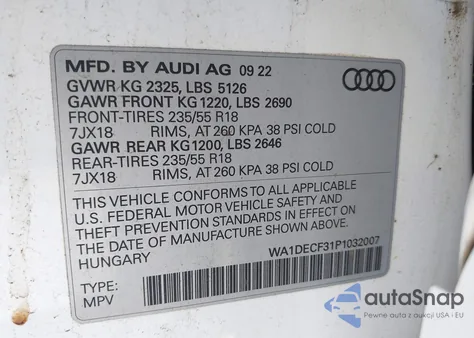 2023 Audi Q3 Premium 45 Tfsi S Line Quattro Tiptronic z USA, uszkodzony, nr VIN WA1DECF31P1032007